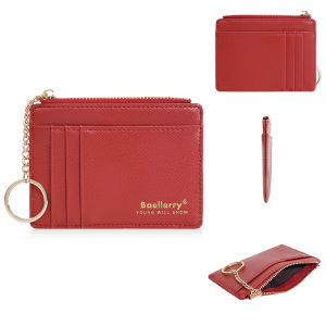 I know Stylish Womens Mini Card Holder - Thin Multi-Card Slot Wallet with Zipper for Documents & Cards - Elegant Student Coin Purse