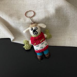 NOVELLEO Rabbit Wool Felt Animal Pendant Little Pig Nepal Cartoon Keychain Cute Handmade Rabbit Keyring Backpack Decor