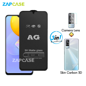 Vivo Y51 Y53s Y51a PAKET 3in1 Tempered Glass Anti Glare Free Camera Lens dan Skin Carbon