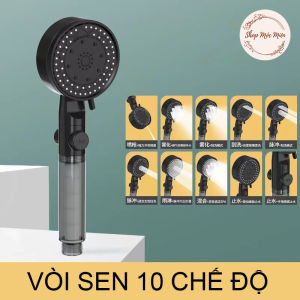 Vòi Sen 10 Chế Độ Màu Đen Tiết Kiệm Nước Màu Đen Sang Trọng Tia Nước Nhỏ