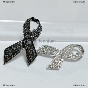 [COD] Millennium Hợp kim đơn giản màu đen trắng Ribbon Pin huy hiệu Trâm tang lễ tưởng niệm Pin tang huy hiệu phù hợp với quần áo trang sức phụ kiện