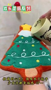 Christmas Collection Hand Towels Soft Coral Terry Wall-Hanging Hand Towel Super-Absorbent Hand Towel Home Decor