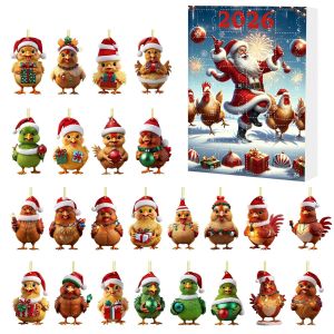 [COD] 2026 Christmas Countdown Calendar Blind Chicken Acrylic Flat Pendant Christmas Tree Decoration Ornament