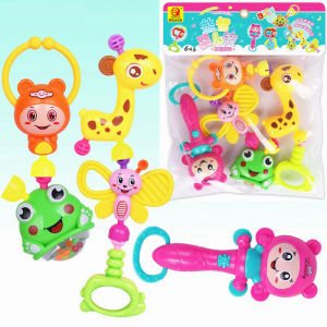 6PCS Set Baby Cute Hand Jingle Bells Toys Colorful Puzzle Shaking Rattle and Teether Toys