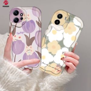 (Lokal Ready) PENGER Casing hp Xiaomi Poco X5 5G Poco C40 Poco M3 Pro Poco X3 NFC M3 X3 GT M5S Casing Tepi Lengkung Bergelombang 3D Bunga Tulip Kelinci Lucu Soft Case Cover