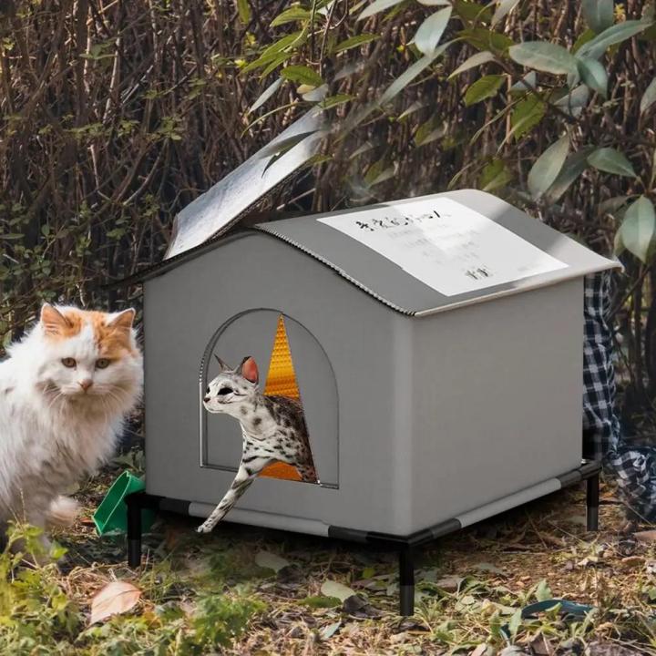 Waterproof Stray Cat House Outdoor Feral Cat Houses Enclosed