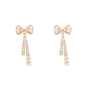 MEEU Exquisite Dainty Bow Earrings Alloy Ornament Pendant Earrings Beauty Zircon earring Fashion Accessories