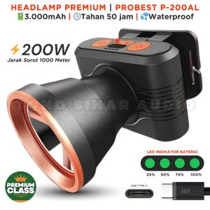Senter kepala 500 Watt PREMIUM PROBEST Tahan 50 Jam P-500AL / P-300AL / P-200AL | senter proyek | senter kepala jumbo 500 Watt | senter kepala 500w | headlamp 500w | senter 500 watt | senter kepala original | senter kepala 500w - TOKO SINAR AUDIO