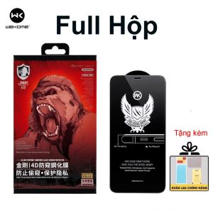 Kính Cường lực KingKong Chống Nhìn Trộm Chống Vân Tay 4D hãng WK Wekome IPhone X - 15 Promax Tankashop99