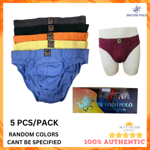 (MG) 5 Pcs British Polo Men Underwear Brief 100% Cotton Comfort Men Underpants Seluar Dalam Lelaki Brief Ready Stock Plus Size Spender Lelaki BT19104