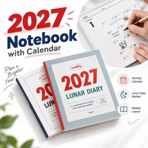 FXUP có lịch Sổ tay 2027 Kiểm tra Tự kỷ luật Bố cục hàng tuần Sổ nhật ký Quà tặng Sổ kế hoạch tuần Công việc văn phòng