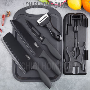 Chibi Home Care pisau dapur pisau set 7in 1 pisau set stainless steel Pisau keramik set pisau dapur set 7 in 1 set FREE talenan