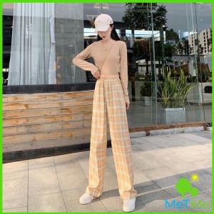 MetMe กางเกงขายาวผู้หญิง ลายสก๊อต กางเกงลำลอง womens pants