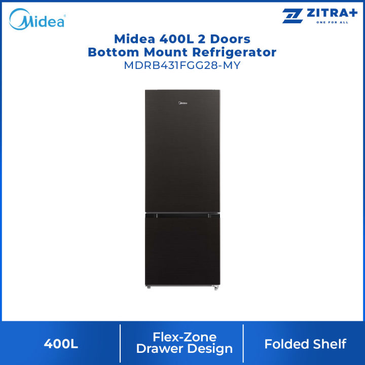 Midea 400L 2 Doors Bottom Mount Refrigerator MDRB431FGG28MY Flex