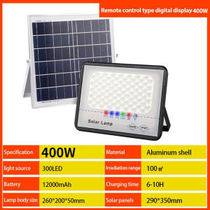 JAZZ GORDON Solar LED Outdoor Light 50W/100W/600W/1000W Spotlights IP67 Waterproof Floodlights Intelligent Light Control Garden Lights Large Capacity Battery Security Wall Lights With Remote Control Apply to Courtyards Streets Doorways Balconys