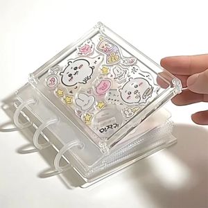 CEMOMEF 3 Inch Transparent Acrylic Photo Album Creative Diy Small Card Storage Book Picture Collection Cute Cash Savings Binder Postcard