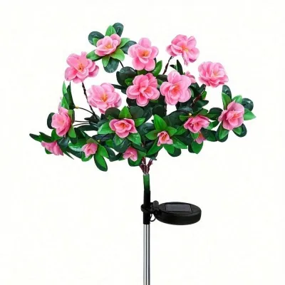 1pc 21 Flowers New Solar Azalea Lawn Light Lawn Ground Light Garden Decoration Light Valentines Day Gift Outdoor Environment Decoration Light