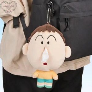 Cute Cartoon Portable Plush Tissue Box Bag Crayon Shin-chan Bag Decoration Pendant Holiday Gift Doll Paper Extraction Box