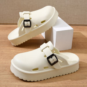 Free Shipping New Style Of Clogs Thick-Soled Sandals Color-Blocked Design Versatile For Outdoor Wear WomenS Closed-Toe Slippers