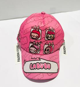 Topi Baseball Anak Perempuan Motif LABUBU Lucu Adjustable Ujung Bulat - Warna Pink