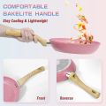 Innerwell Pink Non Stick Frying Pan Set (6PCS) With lid NonStick Coating Fry Pan Suitable All Stove. 