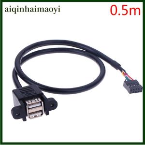 aiqinhaimaoyi 1Pc 9 Pin Motherboard Header to 2 Ports USB 2.0 Female Extension Cable Adapter