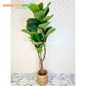 Pohon Artificial Tanaman Hias Daun Ketapang X3 T150 Latex Artificial Cover Pot Eceng Gondok Dekorasi Ruang Tamu Aesthetic