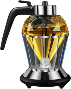 Honey Dispenser Pot HEITIGN 13 * 10 * 16 No Drip Glass with Stand Honey Jar Clear Glass Honey Container Maple Syrup Dispenser Honey Pot with Stand Honey Bottle with Flip Top Lid