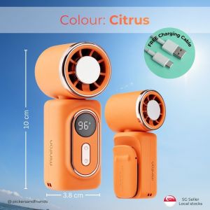 Sg Seller Stocks Handheld Portable Mini Hand Powerful Wind Digital Display Hands-free Clip-on