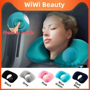 Inflatable Travel Pillow Office nap neck protection Press Type Inflatable Pillow Multifunction Foldable Portable Camping Outdoor Supplies Tourism Pillows Nap Cushion Pillows for Camp Beach Car Plane Camping