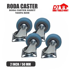 Roda Caster Karet Rubber Hidup Tanpa Rem 2 Inci Roda Kastor Karet 4pcs