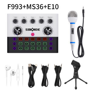 Siborie【Free headset】Soundcard F993+MS33/36 Paket Komplit Audio USB Eksternal Sound Card mic Mixer Bluetooth for HP PC IPAD Telepon seluler