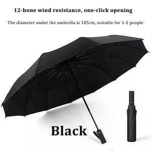 (1-3 Days Delivered)AMBRELLA 12 Ribs Automatic Umbrella Anti-UV Super Windproof Large Outdoor Big Rain Umbrellas Excellent Water Auto Open Close