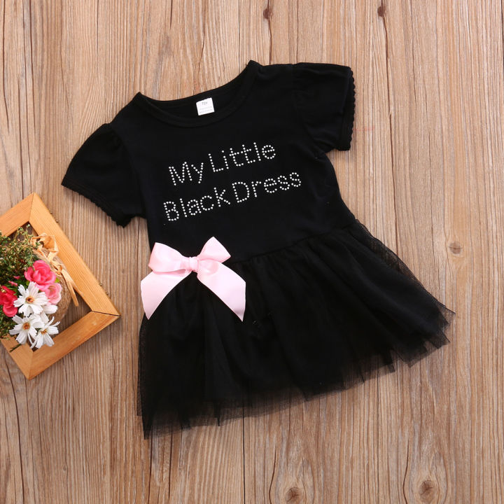 Baby Girl Dress My Little Black Dress Letter Print Short Sleeve Mesh Stitching Bowknot Princess Gown Romper Casual Dress for Kids | Lazada PH Baby Girl Dress My Little Black Dress Letter Print Short Sleeve Mesh Stitching Bowknot Princess Gown Romper Casual Dress for Kids | Lazada PH
