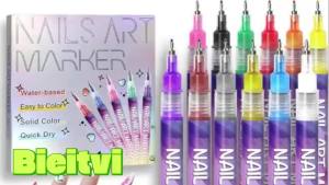 3D Nail Art Pens Set - 0.5MM Fine Tip Quick-Drying Acrylic Paint Markers Multicolor Dotting Liner Brush for DIY Nail Design Portable Manicure Tools for Home Salon Beginners (12 Colors)