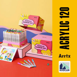 Arrtx 120 Vibrant Acrylic Markers Set Brush Tip Non-Toxic