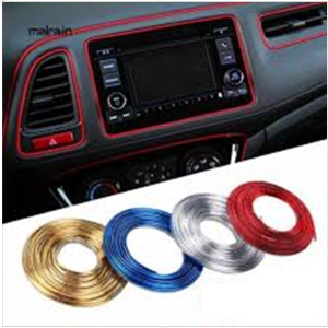 List Dekorasi Interior Mobil Panjang 5 Meter WARNA MERAH Bahan PVC Lis Chrome Termasuk Alat Pasang