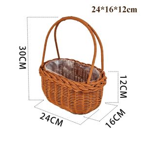 OUTOPEAN có tay cầm Giỏ đựng đồ giả mây 8 Kiểu Dáng Hộ gia đình Giỏ đan bằng tay Chất lượng cao Dệt thủ công Rau củ quả hoa giỏ Nhà hàng phục vụ món ăn trên bàn trưng bày