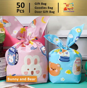 Gift Bag 50pcs Goodies Bag Door Gift Birthday School Party (76) Mix Cute Cartoon Goodies Bag Doorgift Snack Packaging Gift Ribbon Twist Tie 礼物袋礼品袋购物袋