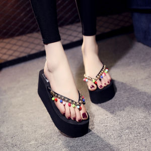 Free Shipping Summer Thick-Soled Flip-Flops For Women Wedge Heel Beach Sandals Fashionable Sandals Korean Style Beach Sandals For Women Summer Outdoor Wear