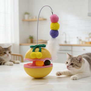 AIMAYAPET Kitten Toy Tumbler Cat Teaser Stick Cat Self-Happy Boredom Relief Toy Catnip Ball Toy Cat Turntable