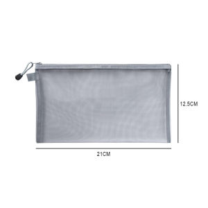 Mesh Zipper Bag Pencil Case Storage Bags Waterproof Plastic Pouch PVC Student Office Transparent Mesh Grid Net 4 Colors A6 Size