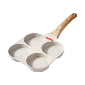 KAWAIIR Rapid Heating Four-hole Frying Pan Non-stick Anti Scalding Fried Egg Pan Flat Bottomed Pot with Handle Omelette Skillet for Stove Induction Cookware