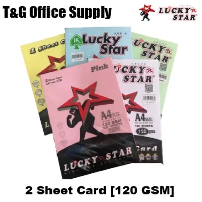 Lucky Star A4 2 Sheet Card 120 GSM [100S/Pkt OR 25S/Pkt] Light Colours [White Yellow Blue Pink Green Ivory]