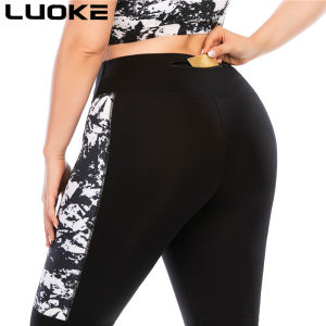 LUOKE Yoga Pants for Women Sport Pants Black Vertical Border Pattern Large Size Casual Wear Can Wear 94 Kg