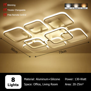 LANTU ไฟติดเพดาน LED สีขาวรีโมทคอนโทรลหรี่แสงได้120ซม.-ตารางติดตั้งที่ทันสมัยสำหรับห้องนั่งเล่นและไฟห้องนอน