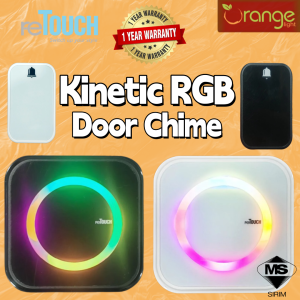 reTouch Kinetic RGB Door Chime Wireless Doorbell No Battery Required Button Chime Black and White