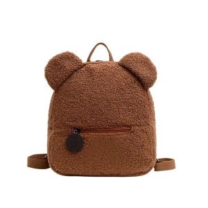 Cute Bear Plush Backpack Embroidered Name Autumn Winter Kids Outdoor Shoulder Bags Custom Personalized Childrens Gift Bags2026