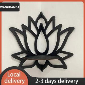 [COD] WANGDANDA Ship within 24 hours 1Pc Lotus Shelf Display Essential Oil Rack Candles Stone Floating Wall Shelf Modern Home Decoration Wall Decor Gift