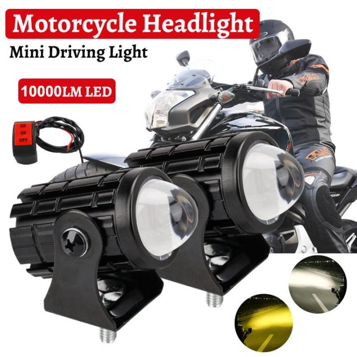 2PCS 60W Super Bright Mini Driving Light Set Led Lights Motorcycle Headlight 2 Color Car Dual Fishey